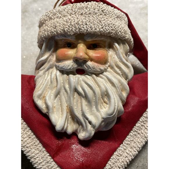 Two Large Santa Face Christmas Tree Ornament Ornaments Retro Style - Picture 2 of 7